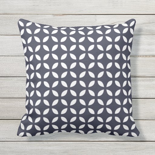 Navy Blue Geometric Outdoor Pillows | Zazzle