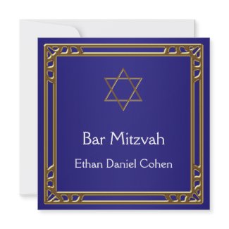 Navy Blue Gold Bar Mitzvah invitation