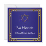 Navy Blue Gold Bar Mitzvah Personalized Invite