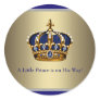Navy Blue Gold Crown Prince Baby Shower Sticker