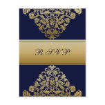 "navy blue" gold elegance RSVP cards Post Card