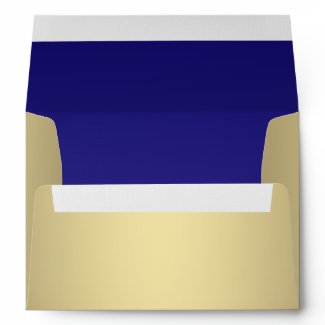 Navy Blue Gold Linen Envelopes