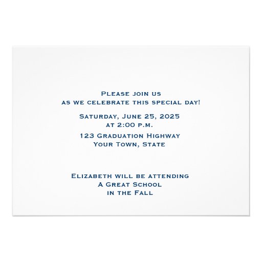 Navy Blue, Gold Polka Dots, Graduation Photo Personalized Invites