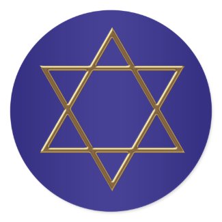 Navy Blue Gold Star of David Stickers