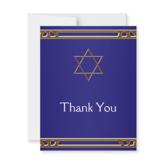 Navy Blue Gold Star of David Thank You Cards invitation