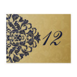 "navy blue" gold table numbers postcards