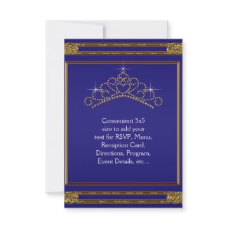 Navy Blue Gold Tiara RSVP All Purpos invitation