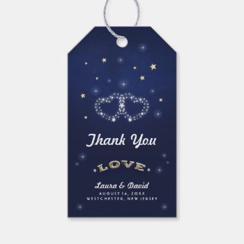 Navy Blue Gold & White Love Star Hearts Wedding Pack Of Gift Tags by juliea2010 at Zazzle