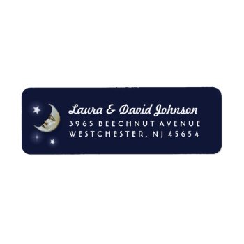 Navy Blue Gold & White Moon & Stars Address Label by juliea2010 at Zazzle
