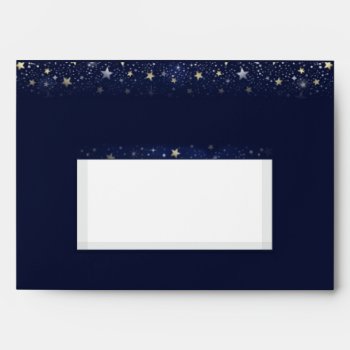 Navy Blue Gold White Moon & Stars Matching Wedding Envelopes by juliea2010 at Zazzle