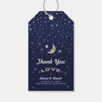 Navy Blue Gold & White Moon & Stars Wedding Pack Of Gift Tags by juliea2010 at Zazzle