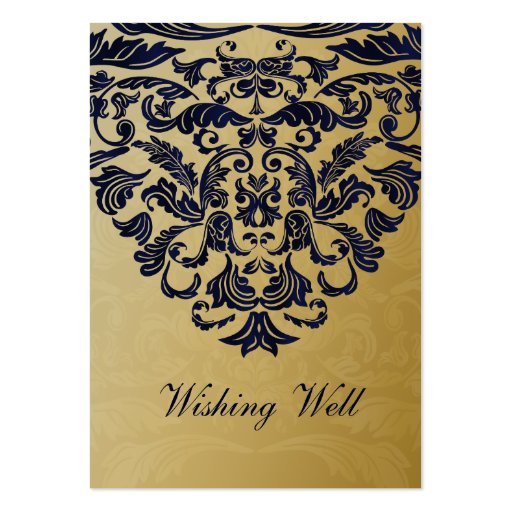 "navy blue" gold wishing well cards business card templates (front side)