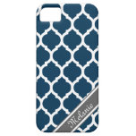 Navy Blue & Gray Lattice Custom Name iPhone 5 Cover