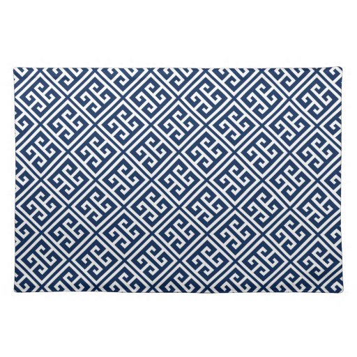 Navy Blue Greek Key Pattern Placemat Zazzle