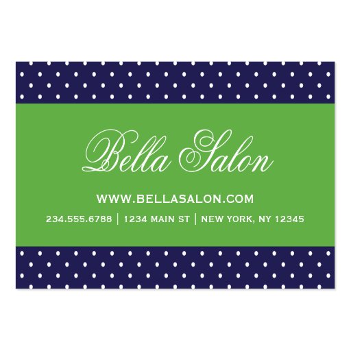 Navy Blue & Green Cute Modern Polka Dots Business Card
