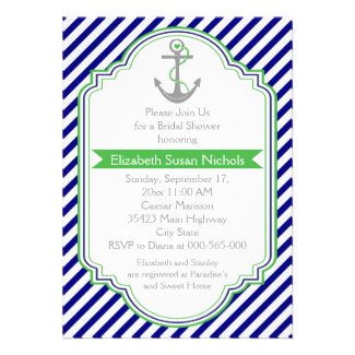 Navy blue, green nautical wedding bridal shower