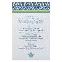 Navy Blue Green Teal Damask Menu Card Personalized Flyer