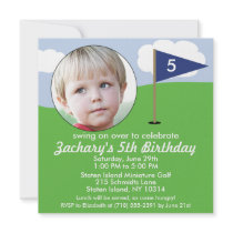 Navy Blue Hole in One Photo Mini Golf Party Invitation