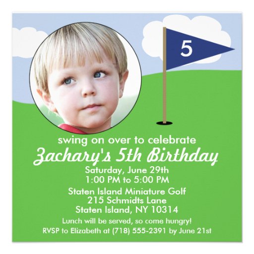 Navy Blue Hole in One Photo Mini Golf Party Invitation
