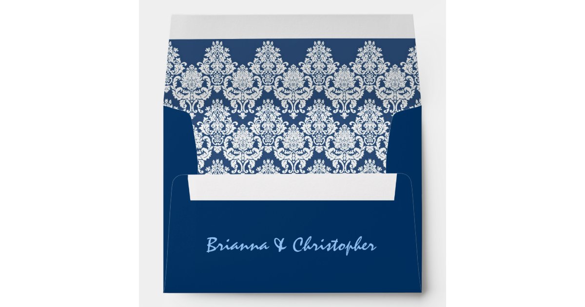 navy blue invitation envelopes pink damask zazzle blue invitation envelopes