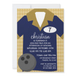 Navy Blue Join the Team Bowling Birthday Party invitations