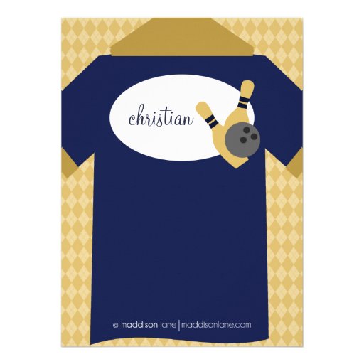 Navy Blue Join the Team Bowling Birthday Party Announcement