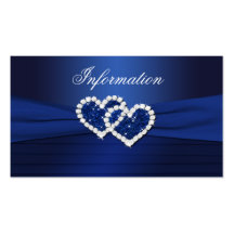 Navy Blue Joined Hearts Wedding Information Card Business Card