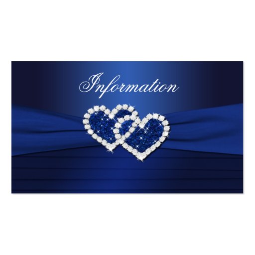 Navy Blue Joined Hearts Wedding Information Card Business Card (front side)
