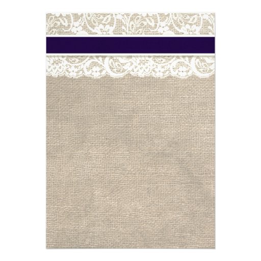 Navy Blue Lace Burlap Bridal Shower Invitation