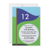 Navy Blue Let's Bogie Mini Golf Birthday Party Invite