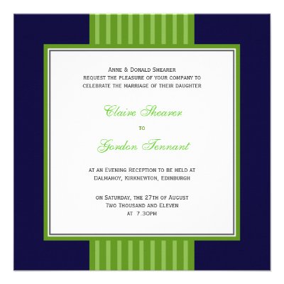 Navy Blue &amp; Lime Green Wedding Invitation