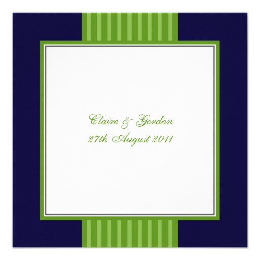 Navy Blue & Lime Green Wedding Invitation