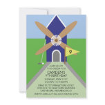 Navy Blue Miniature Golf Windmill Birthday Party Personalized Invitation