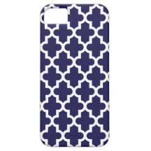 Navy Blue Modern Moroccan Pattern iPhone 5 Cover