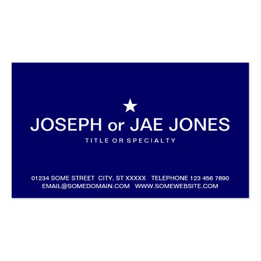 navy blue monogram star business card template (back side)