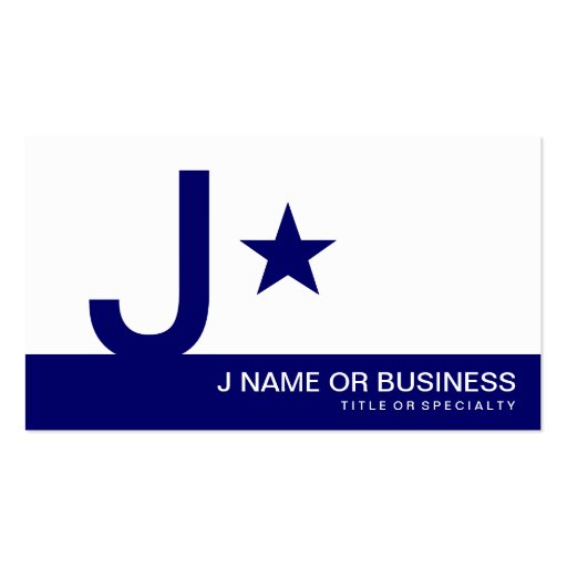 navy blue monogram star business card template (front side)