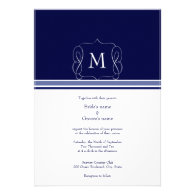 Navy Blue Monogram Wedding Invitations