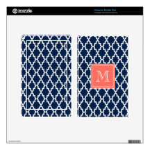 Navy Blue Moroccan Coral Monogram Kindle Fire Decals