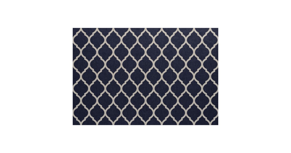 Navy Blue Moroccan Quatrefoil Large Scale Fabric Zazzle