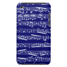 Navy blue music notes barely there iPod cases