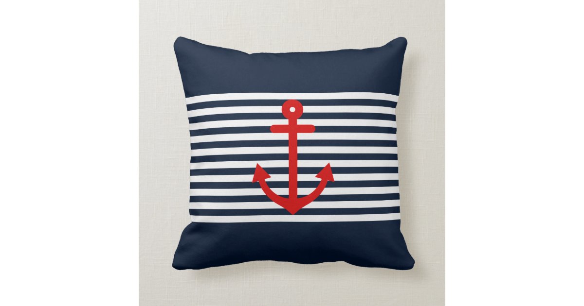 Navy Blue Nautical Throw Pillow Zazzle