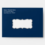 Navy Blue Nautical White Striped Wedding Envelopes