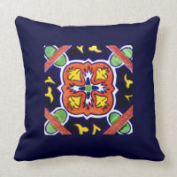 Navy Blue, Orange, Yellow Southwestern Throw Pillo mojo_throwpillow
