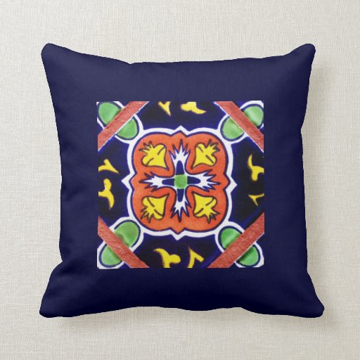Navy Blue, Orange, Yellow Southwestern Throw Pillo Pillow Zazzle