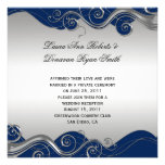 Navy Blue Ornate Silver Swirls Post Wedding Celebr Invitations