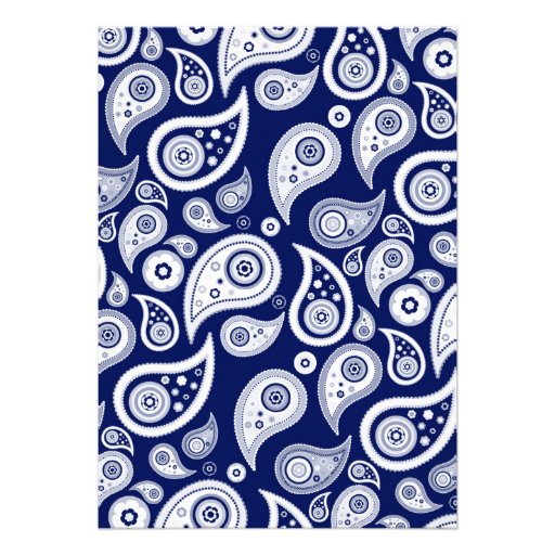 Navy Blue Paisley Wedding Invitations