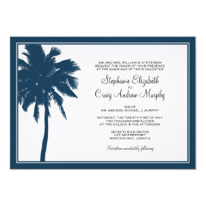 Navy Blue Palm Tree Wedding Invitation 5
