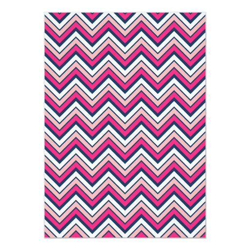 Navy Blue Pink Chevron Engagement Party Invitation