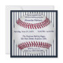 Navy Blue Pinstripes Baseball Birthday Party Custom Announcements
