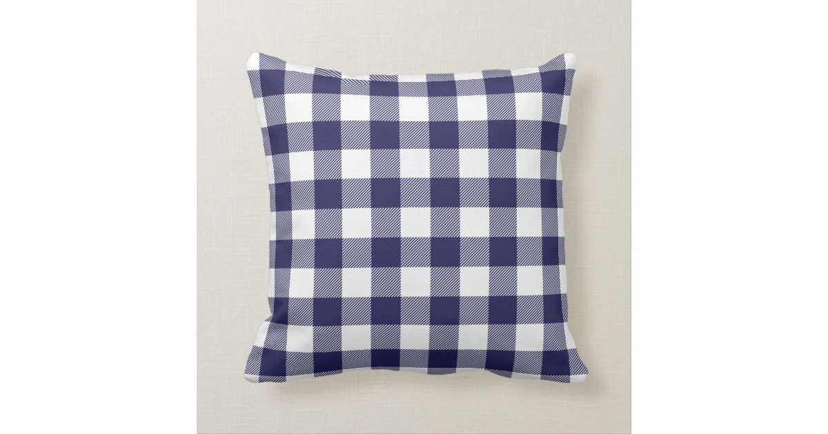 Navy Blue Preppy Buffalo Check Plaid Throw Pillow Zazzle